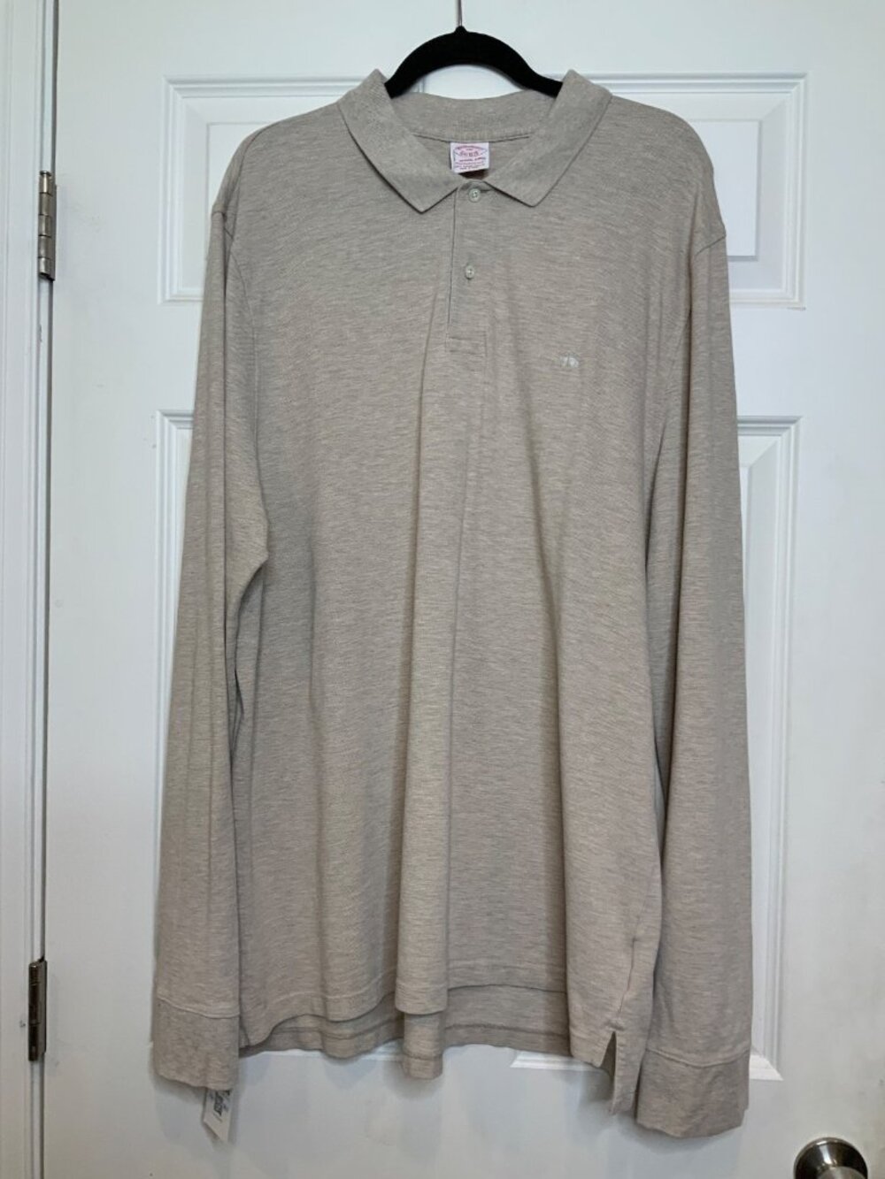 Brooks Brothers Men’s Tan Cotton Pique Long Sleeve Polo Shirt, Size XXL